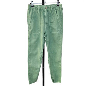 Mother Womens The Shaker  Chop Crop Hedge Green Size 23 Lyocell Cotton Raw Hem